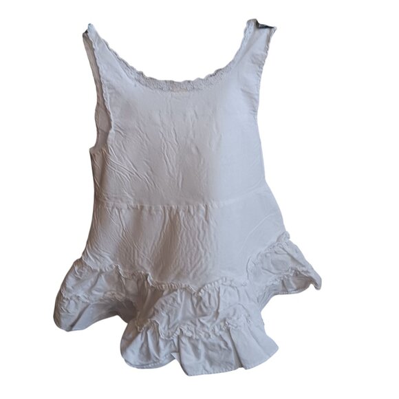 12m 1yr Vintage Dress White Lace-Trimmed Cotton Sleeveless Ruffle Hem 1950's mcm - Picture 3 of 6
